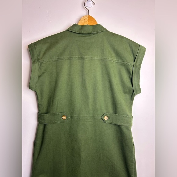 Loft Utility Mini Pocket Shirtdress 8 Green Button-Down Dress Old Money 2024 - Picture 6 of 15